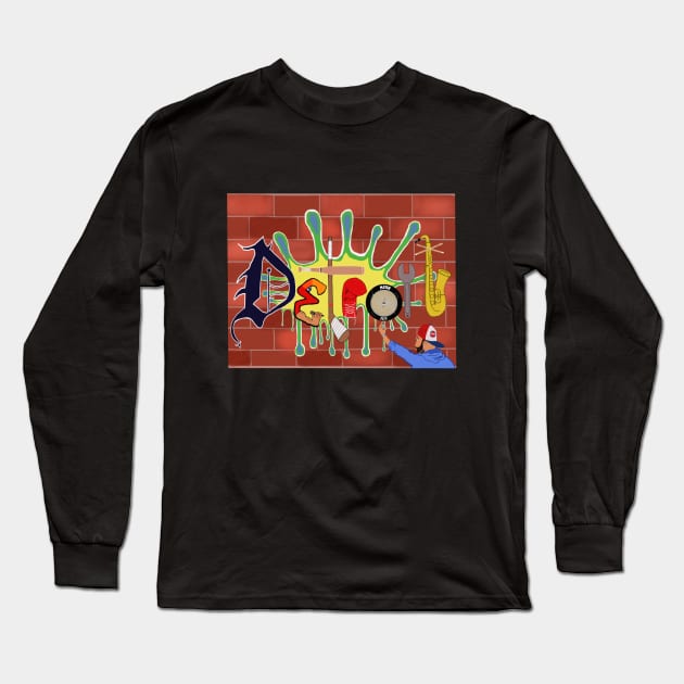 DETROIT-MOTOR CITY TAGGIN' Long Sleeve T-Shirt by DRAWGENIUS